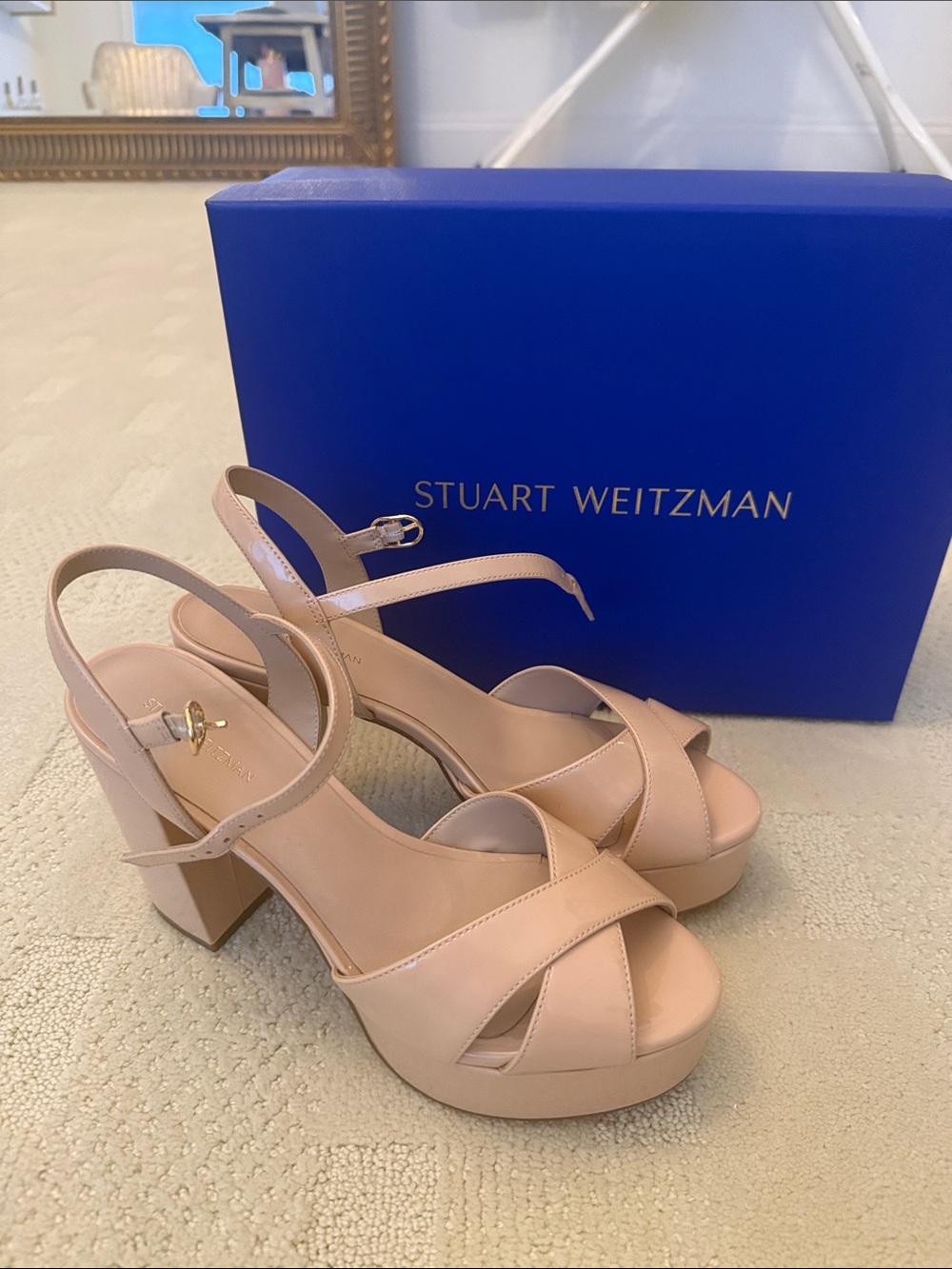 Stuart Weitzman Blush Platform Slingback Sandals